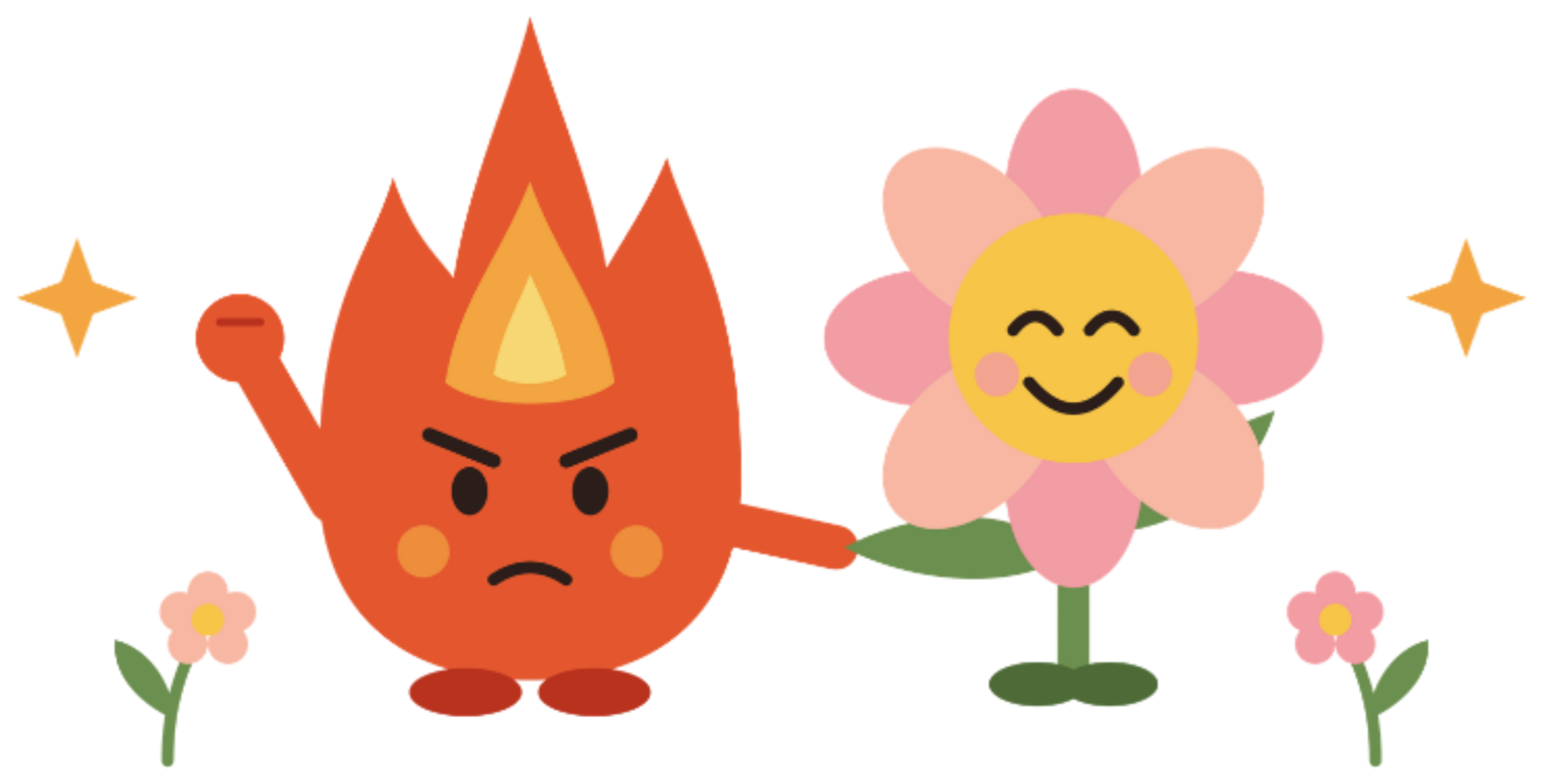 The fire and the flower, holding hands